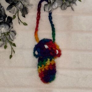 Rainbow Crochet Mushroom Lip Balm Holder